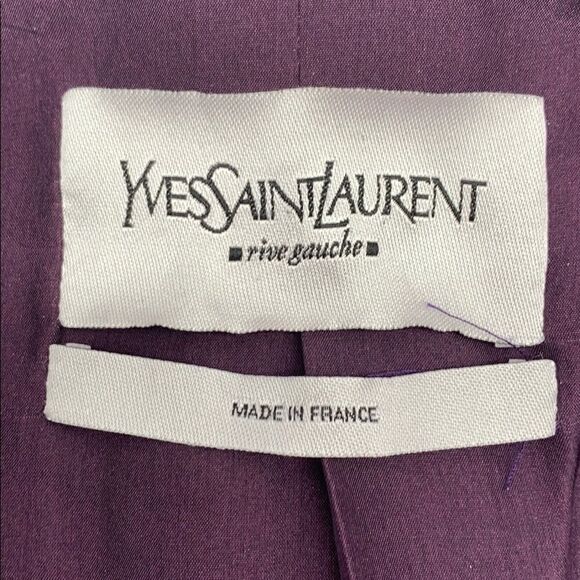 YSL Yves Saint Laurent Silk & Cotton Cropped Purple Coat Sz 12 (F44) - Picture 11 of 16